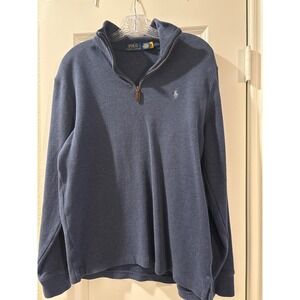Polo Ralph Lauren Men's Blue Quarter Zip Pullover Sweatshirt Size Medium